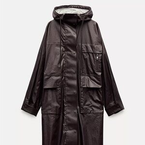 NWT Burgundy Hooded Trench Coat, Rain Coat